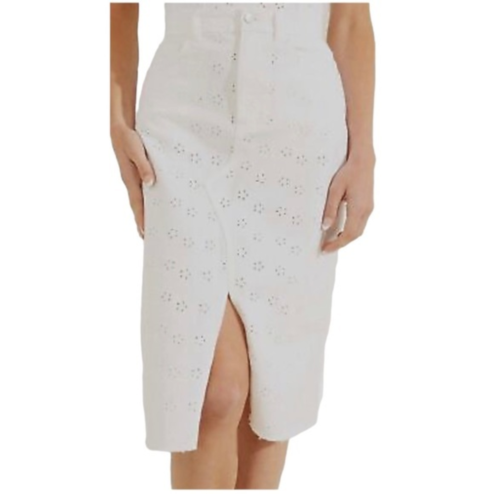 Guess White‎ Emerson Eyelet Denim Skirt